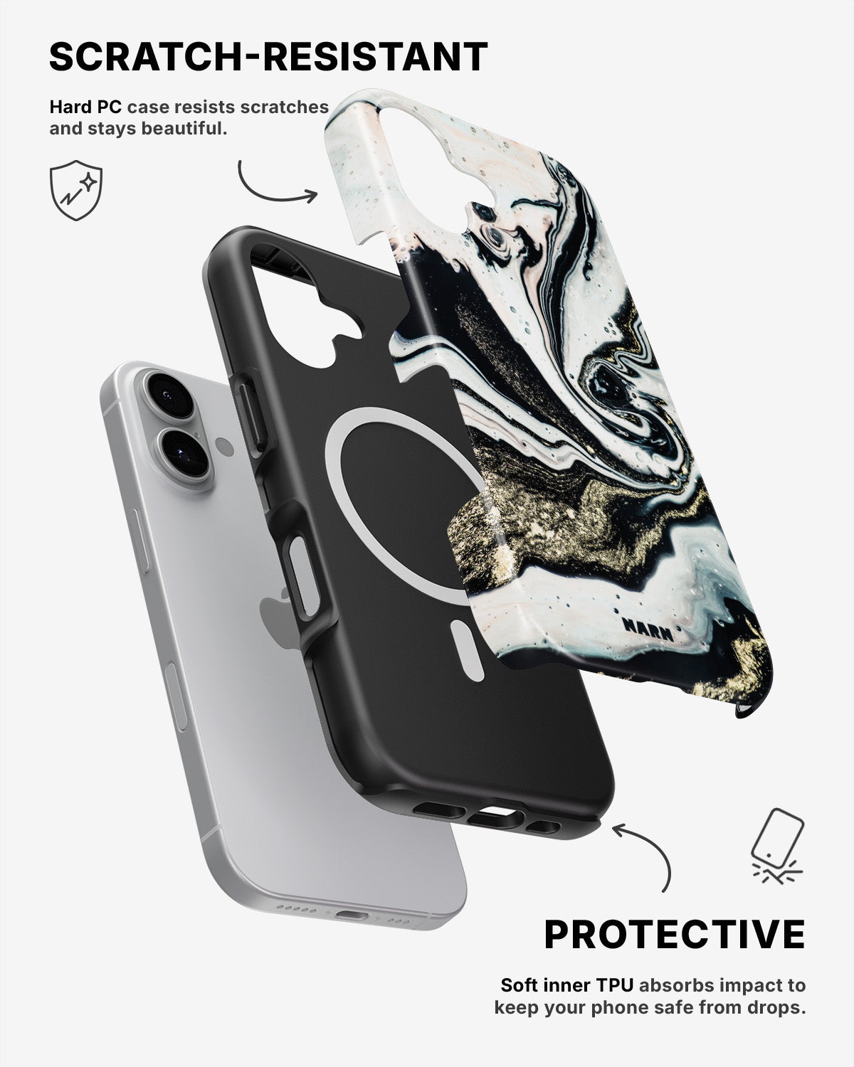 iPhone 16 Plus Tough Case – Golden Swirl - View 2