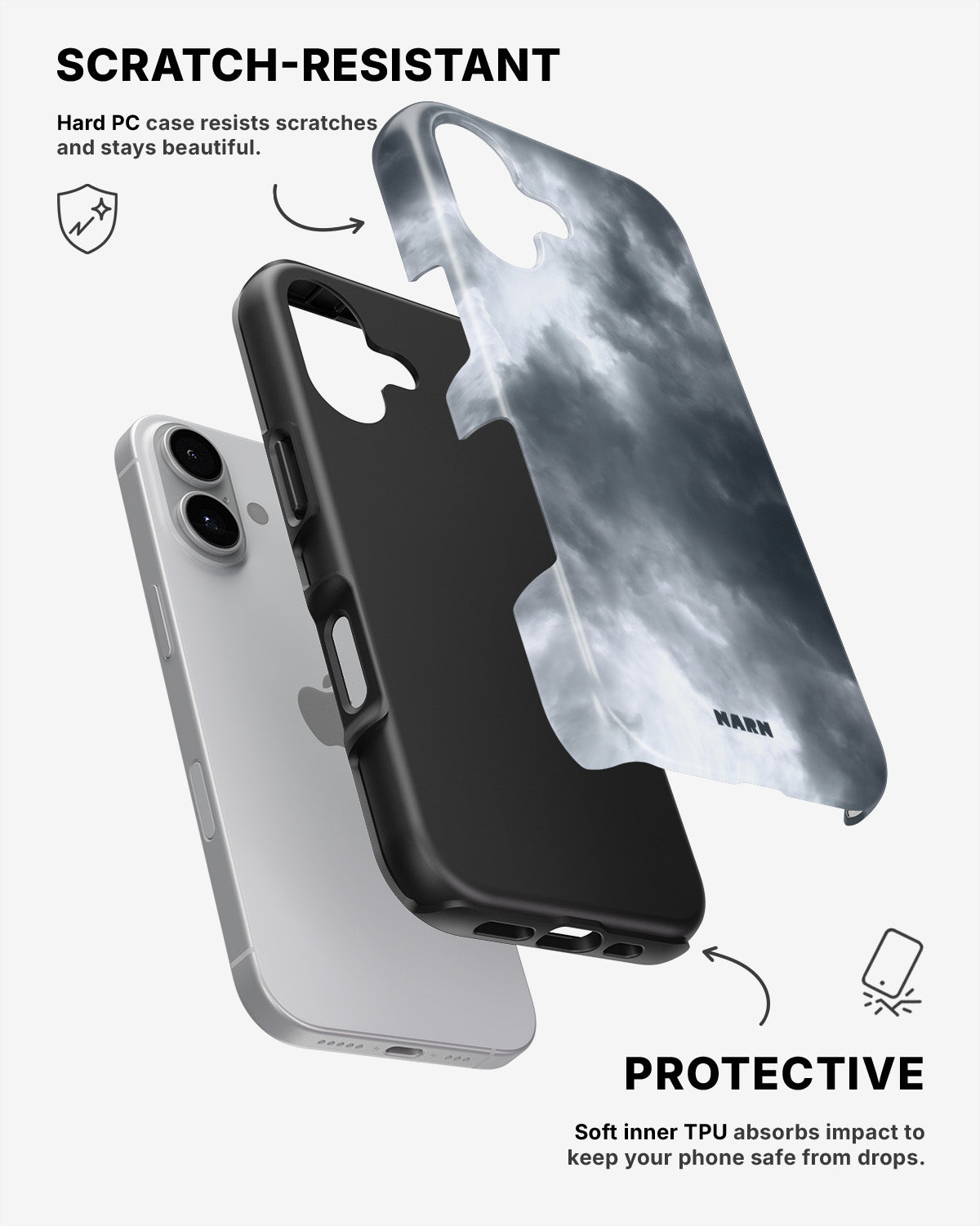 iPhone 16 Plus Tough Case – Cloudy - View 2