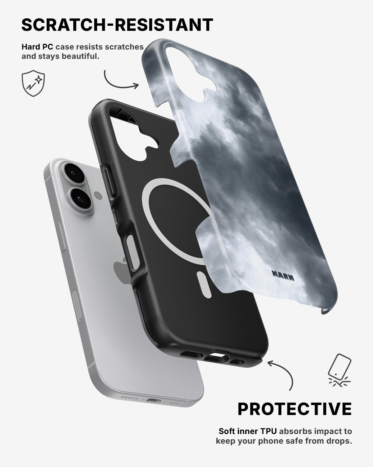 iPhone 16 Plus Tough Case – Cloudy - View 2