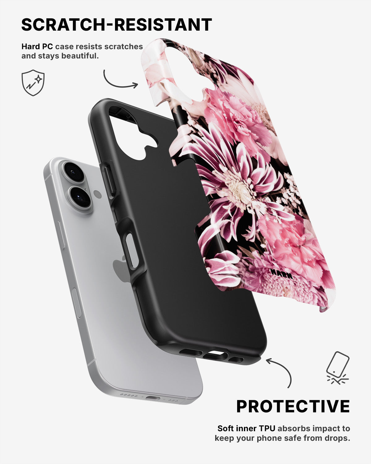 iPhone 16 Plus Tough Case – Soft Blossom - View 2