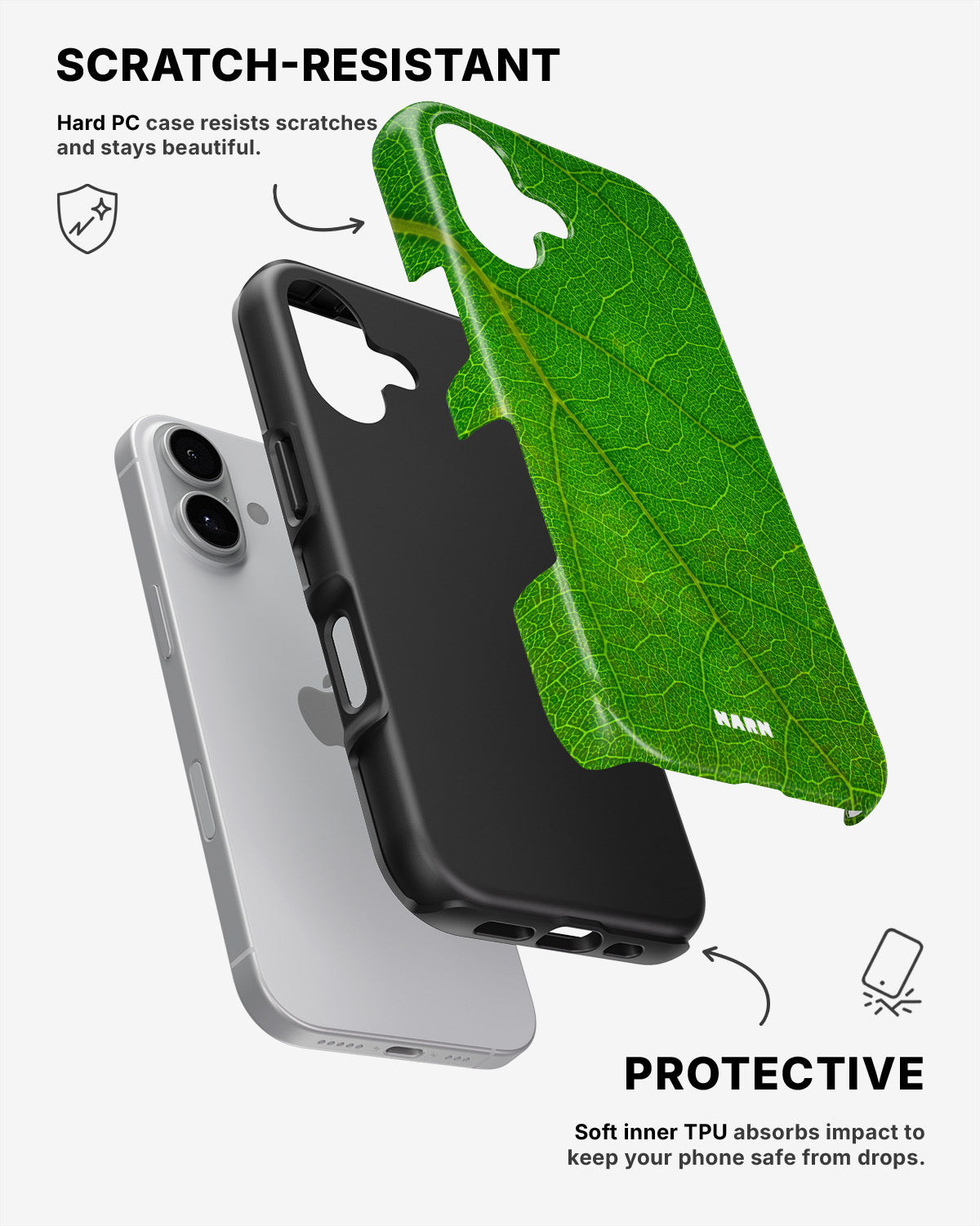 iPhone 16 Plus Tough Case – Green Leafy - View 2