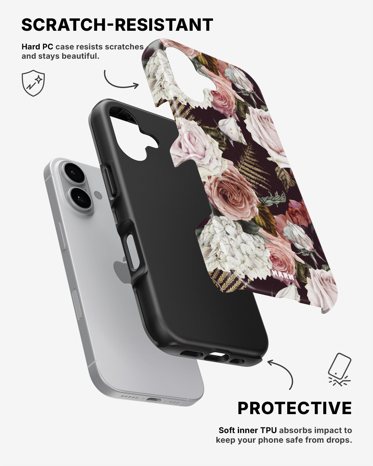 iPhone 16 Plus Tough Case – Midnight Roses - View 2