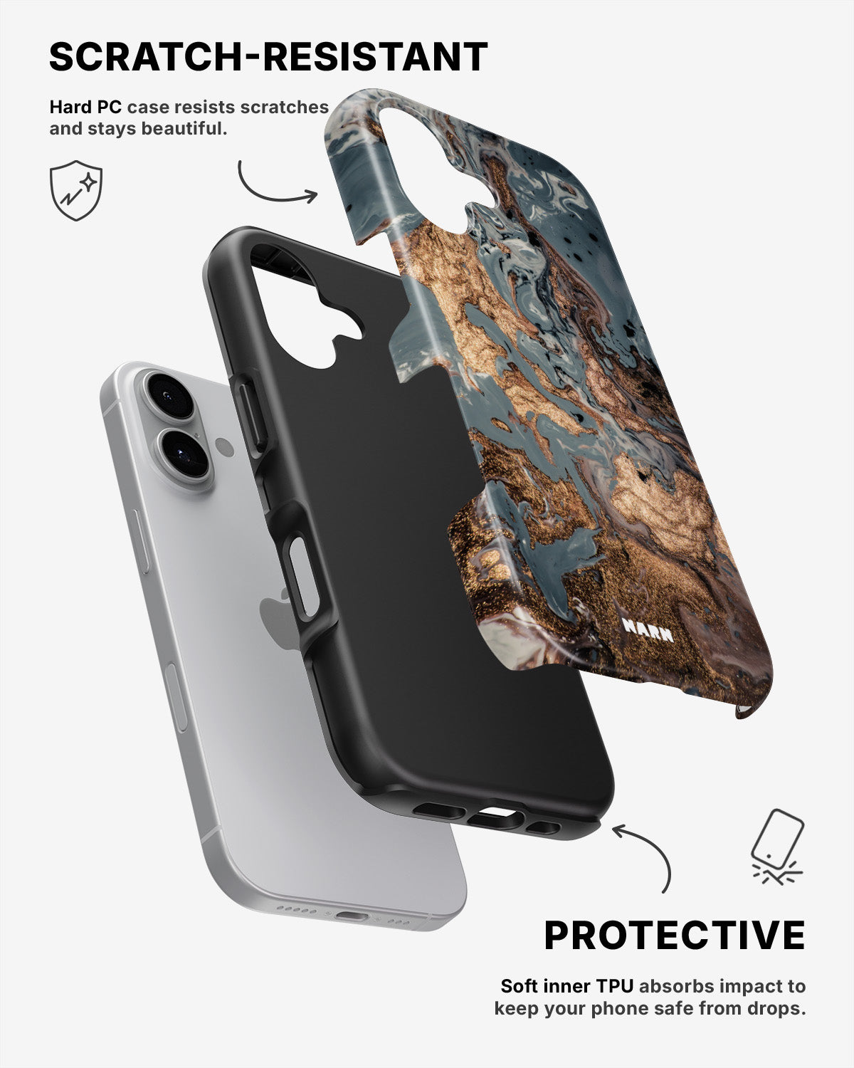 iPhone 16 Plus Tough Case – Molten Gold - View 2