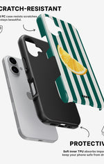 iPhone 16 Plus Tough Case – Lemon Stripes - View 2