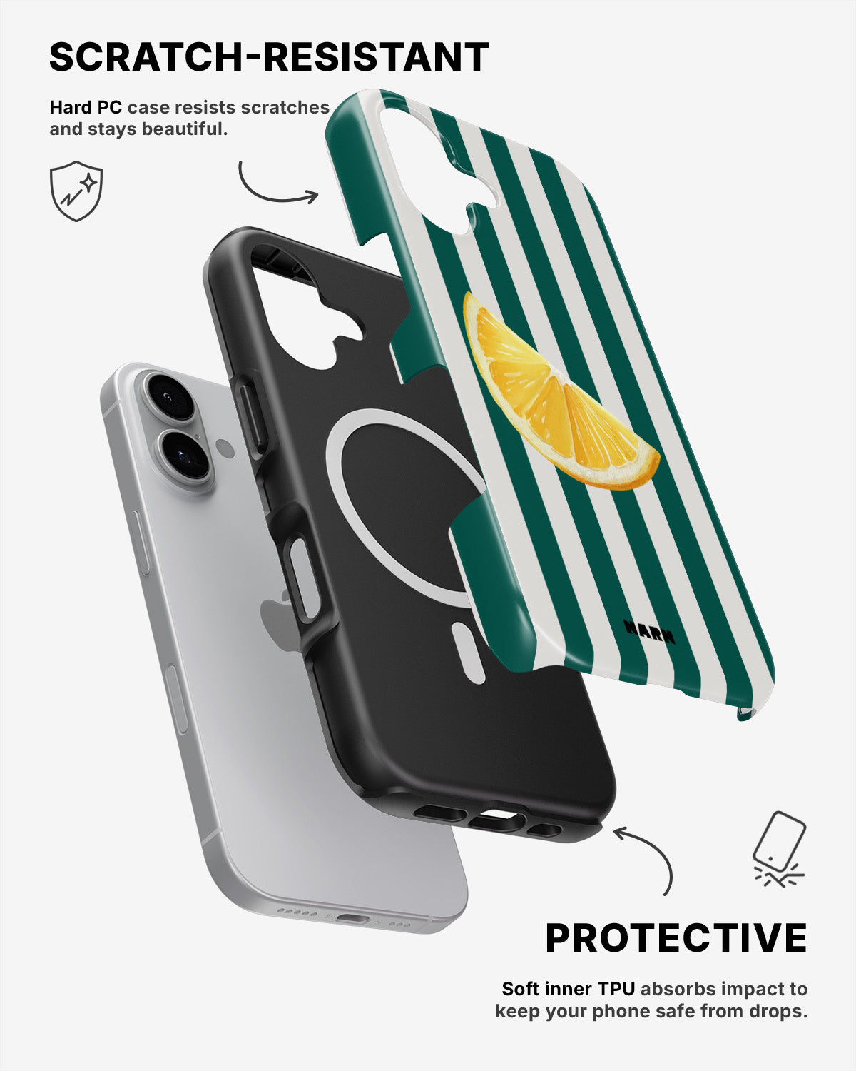 iPhone 16 Plus Tough Case – Lemon Stripes - View 2