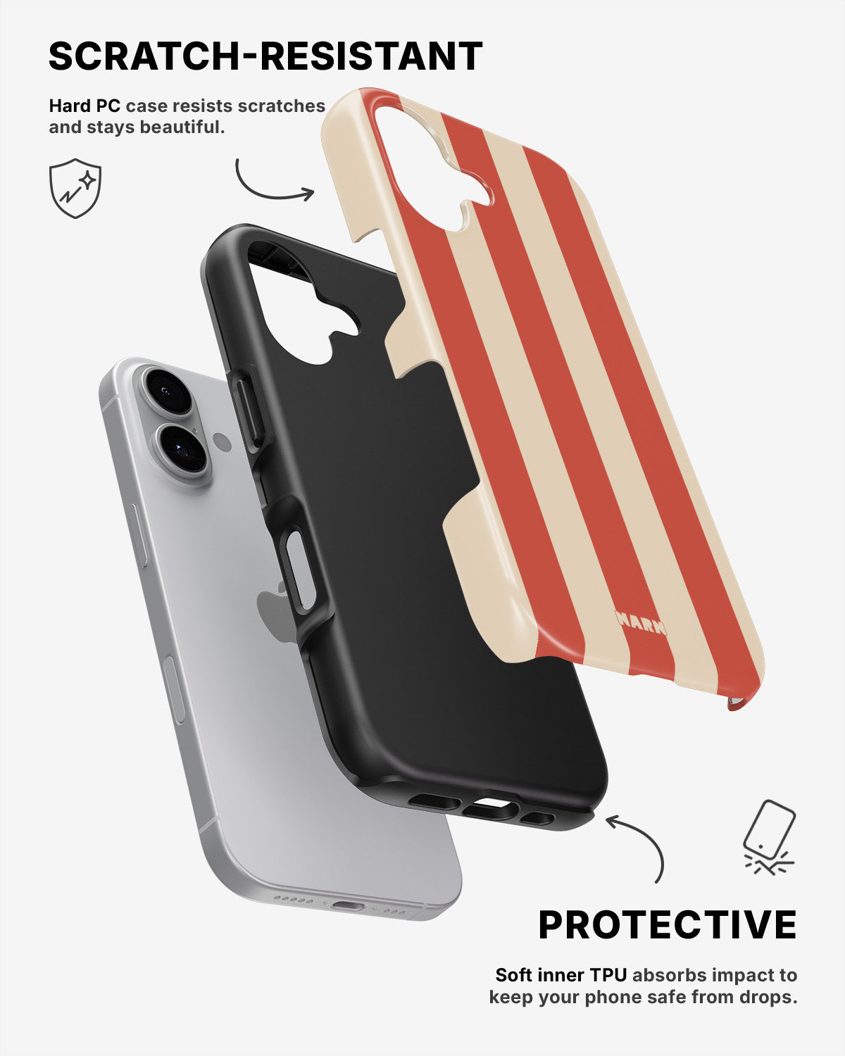 iPhone 16 Plus Tough Case – Sunset Stripes - View 2
