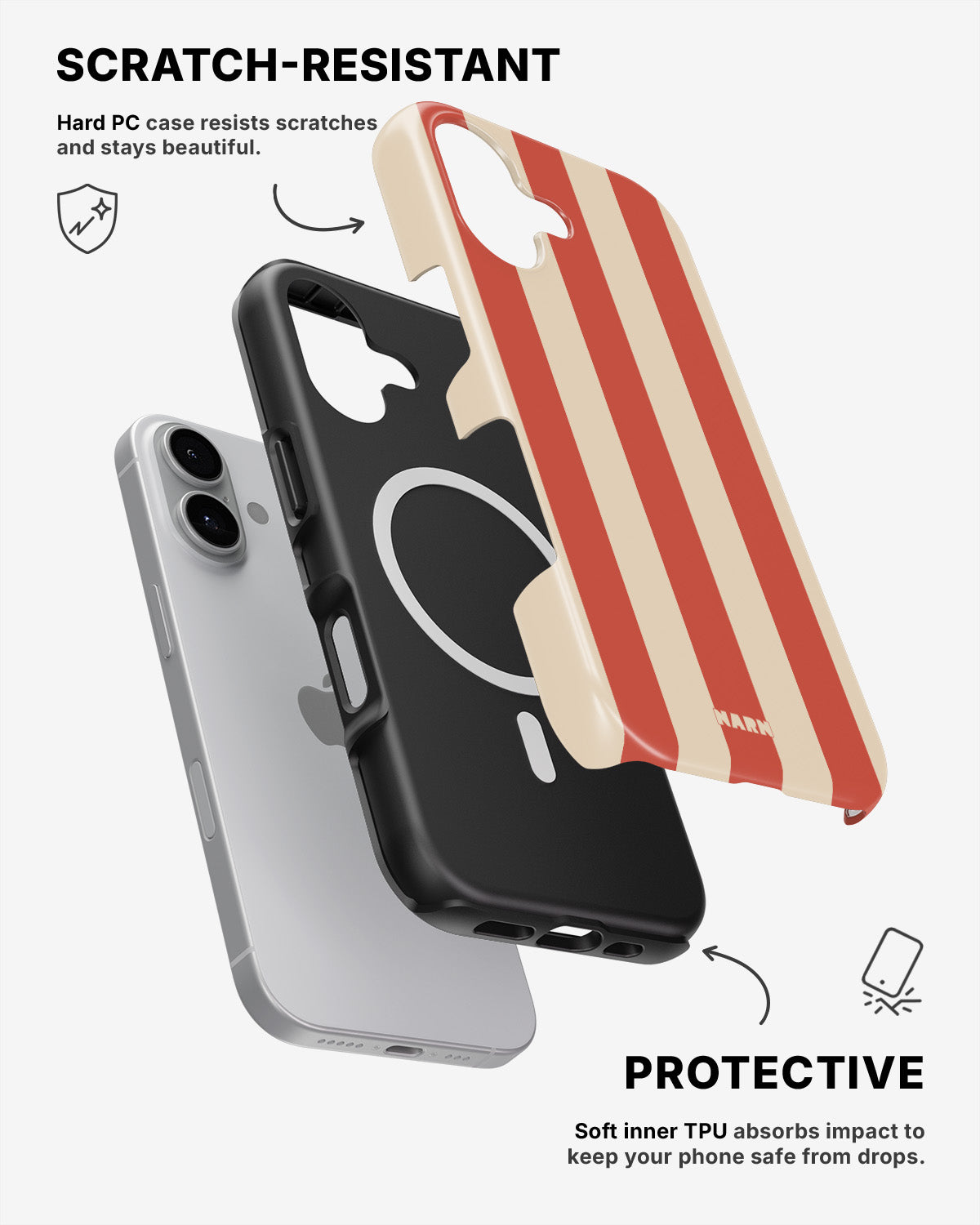 iPhone 16 Plus Tough Case – Sunset Stripes - View 2