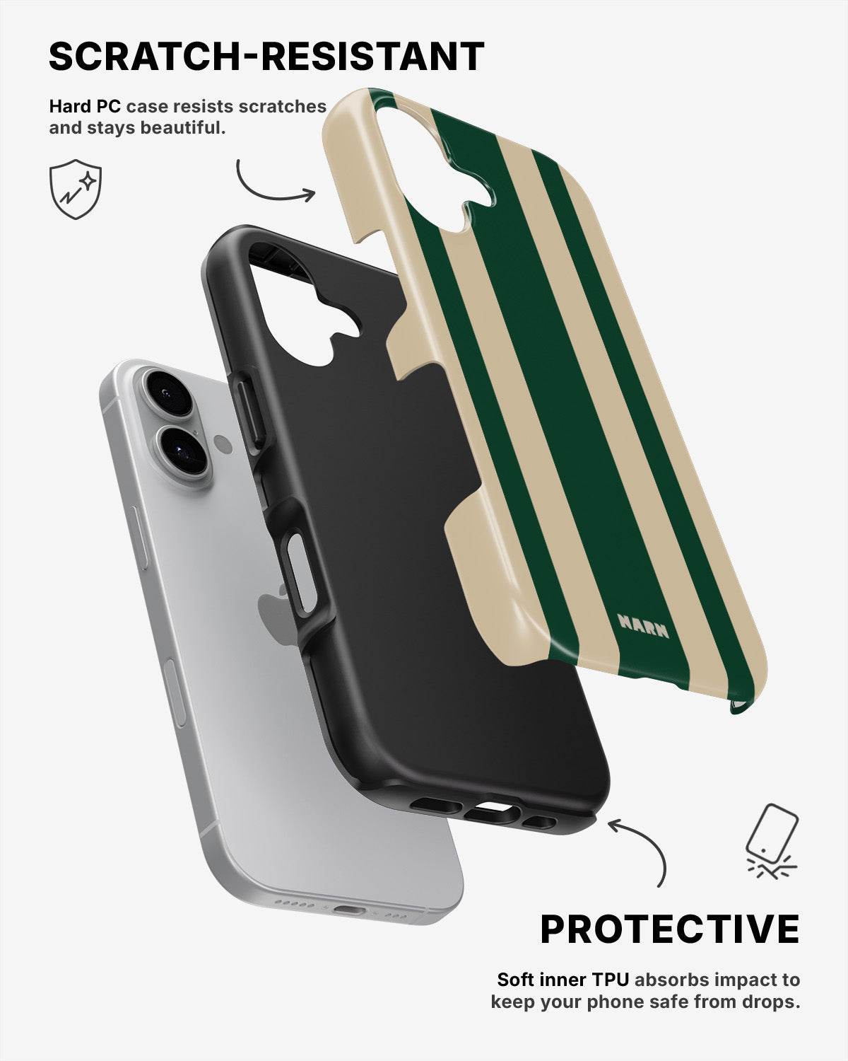 iPhone 16 Plus Tough Case – Vert Stripe - View 2