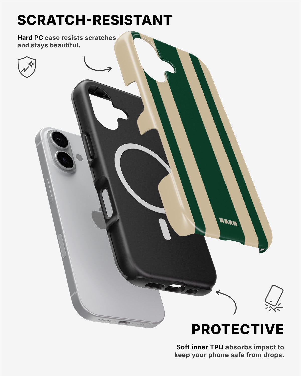 iPhone 16 Plus Tough Case – Vert Stripe - View 2