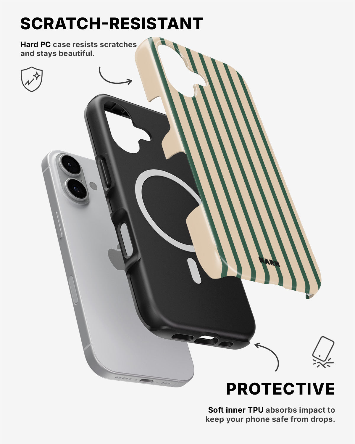 iPhone 16 Plus Tough Case – Evergreen Stripe - View 2
