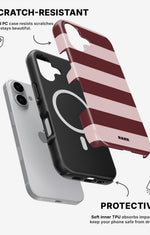 iPhone 16 Plus Tough Case – Cranberry Stripe - View 2