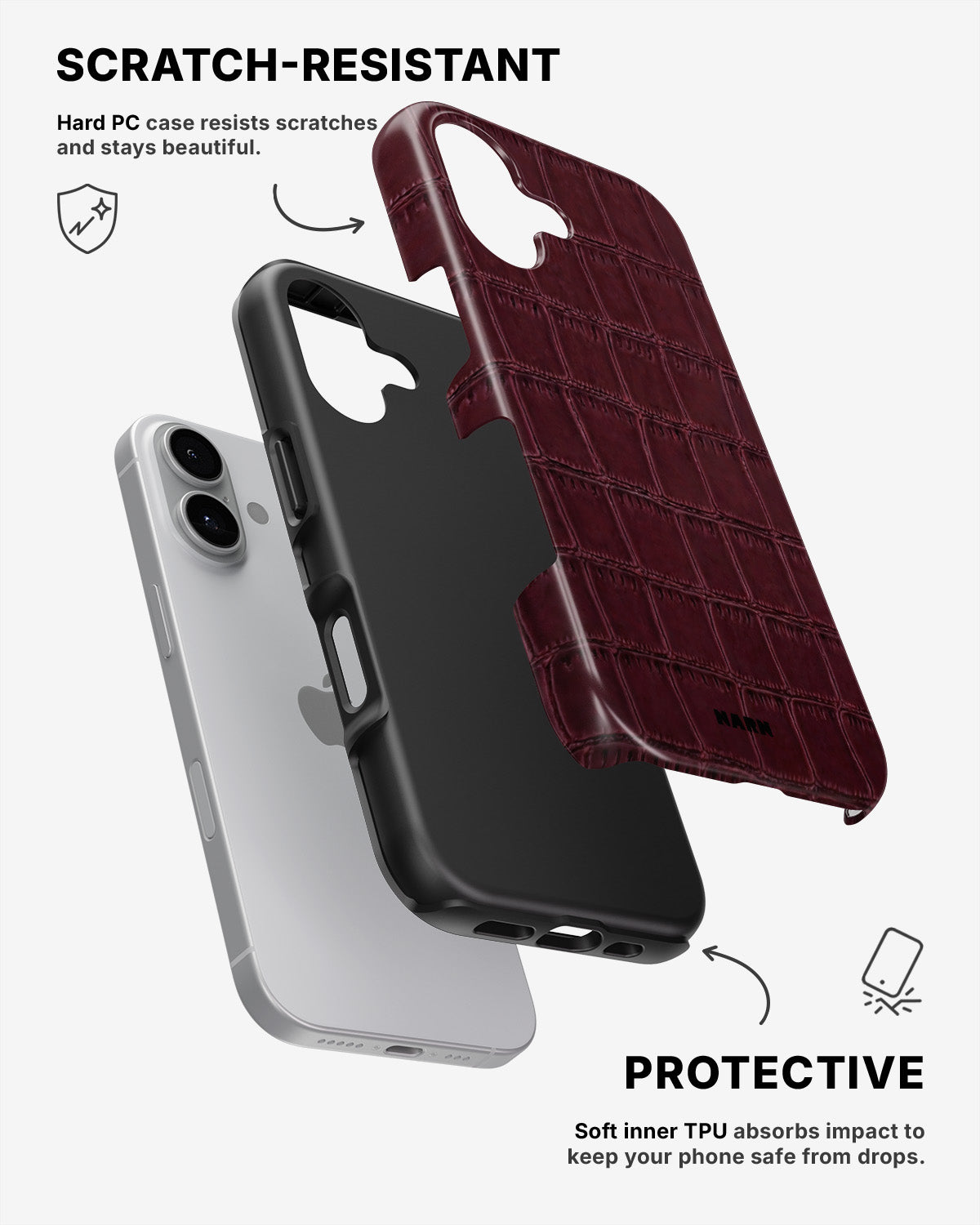 iPhone 16 Plus Tough Case – Rouge Croc - View 2