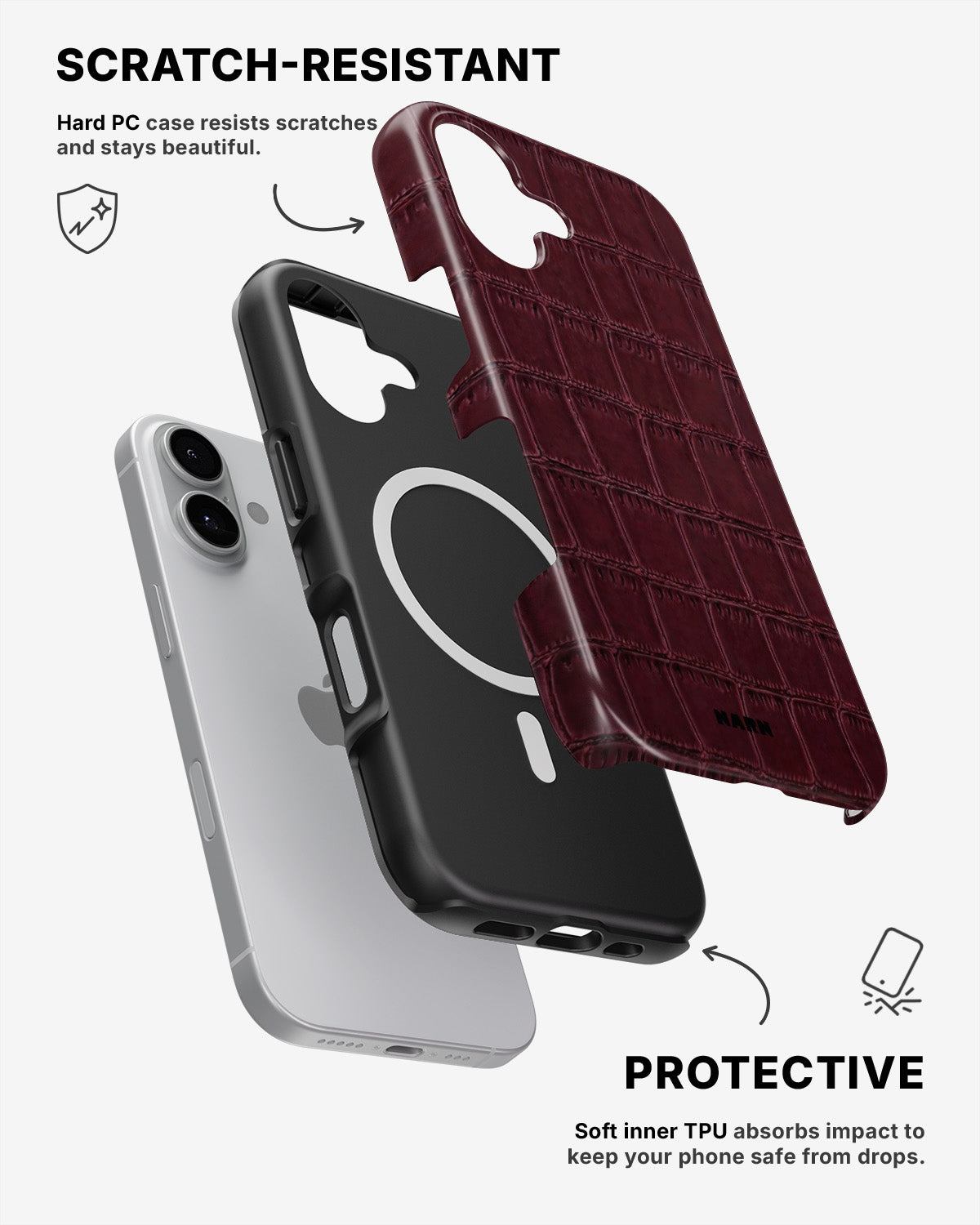 iPhone 16 Plus Tough Case – Rouge Croc - View 2