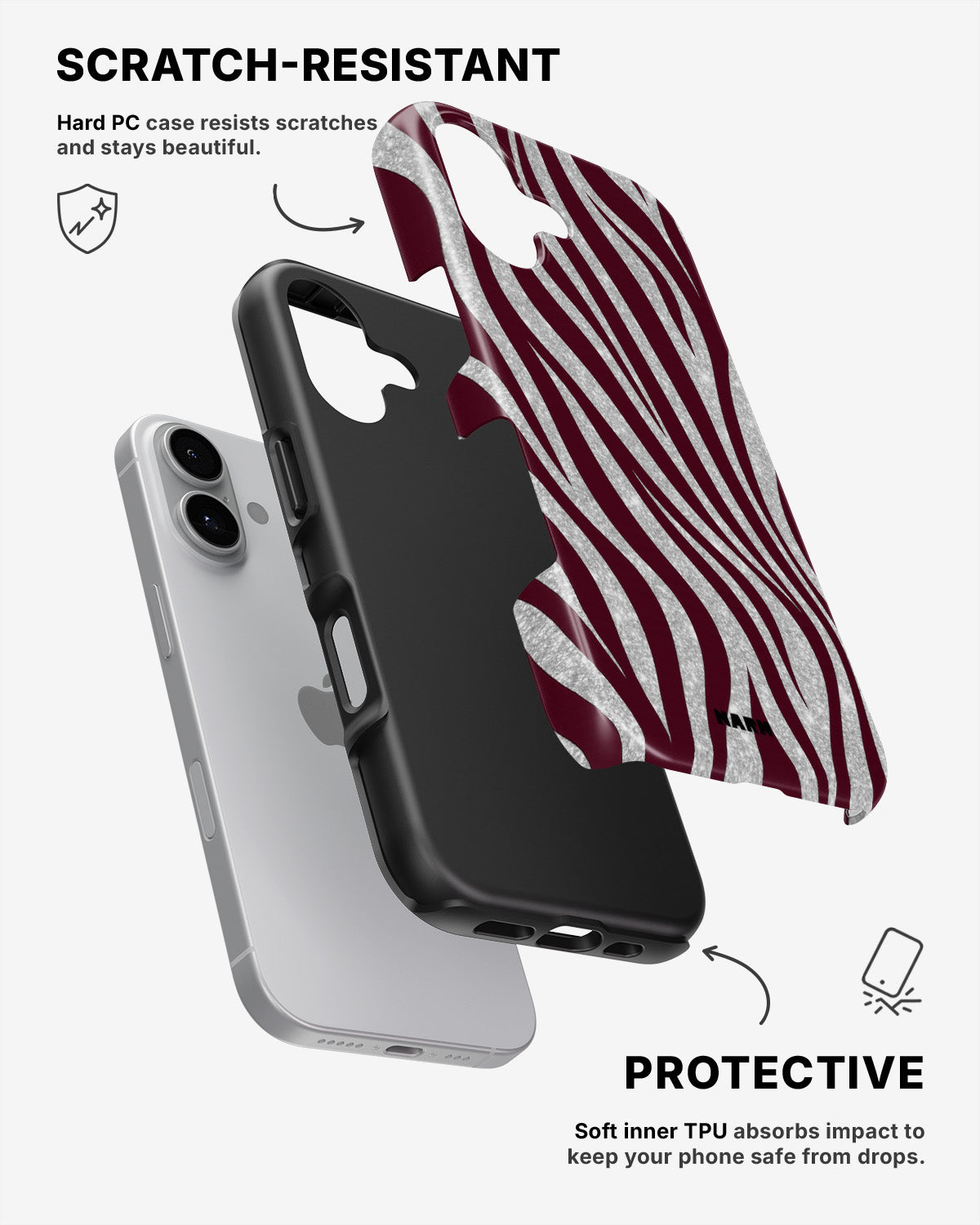 iPhone 16 Plus Tough Case – Velvet Zebra - View 2