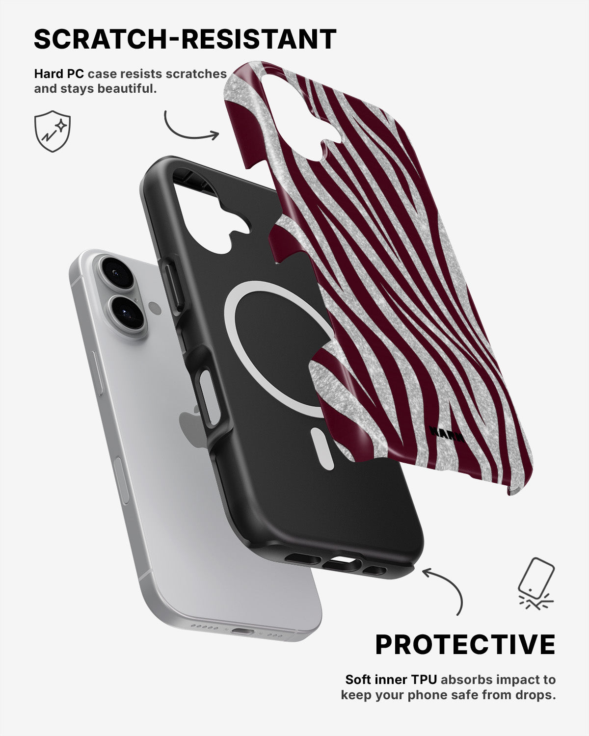 iPhone 16 Plus Tough Case – Velvet Zebra - View 2