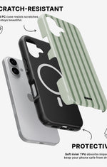 iPhone 16 Plus Tough Case – Sage Stripes - View 2