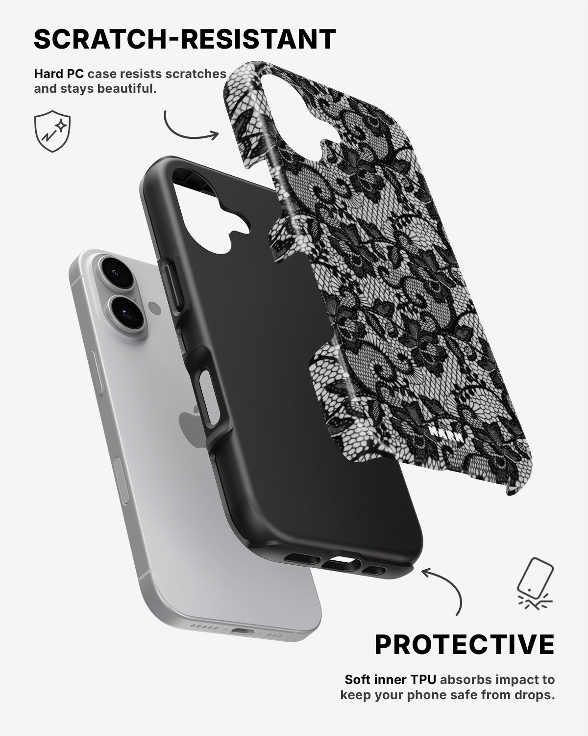 iPhone 16 Plus Tough Case – Midnight Lace - View 2