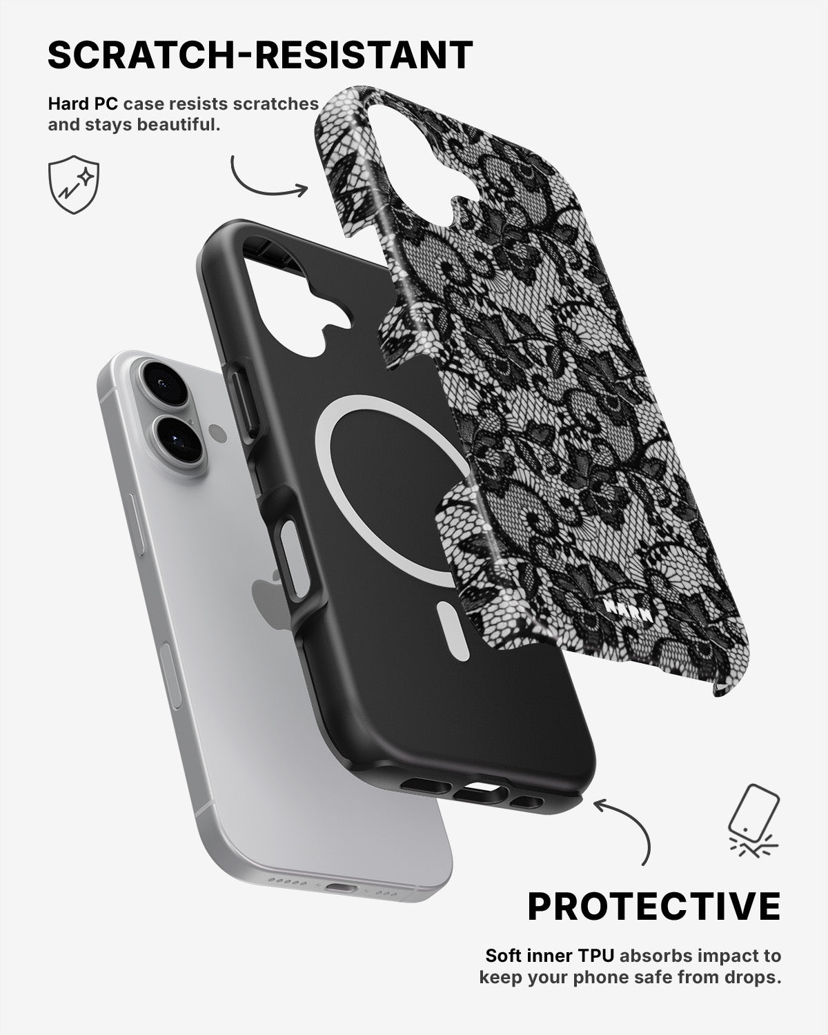 iPhone 16 Plus Tough Case – Midnight Lace - View 2