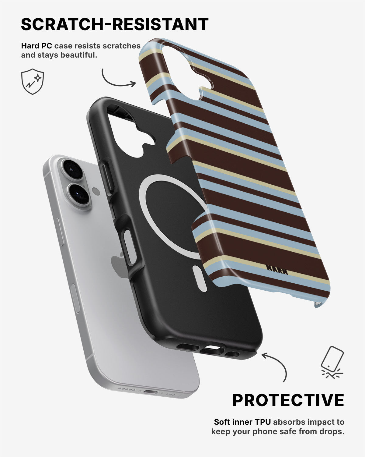 iPhone 16 Plus Tough Case – Latte Lines - View 2