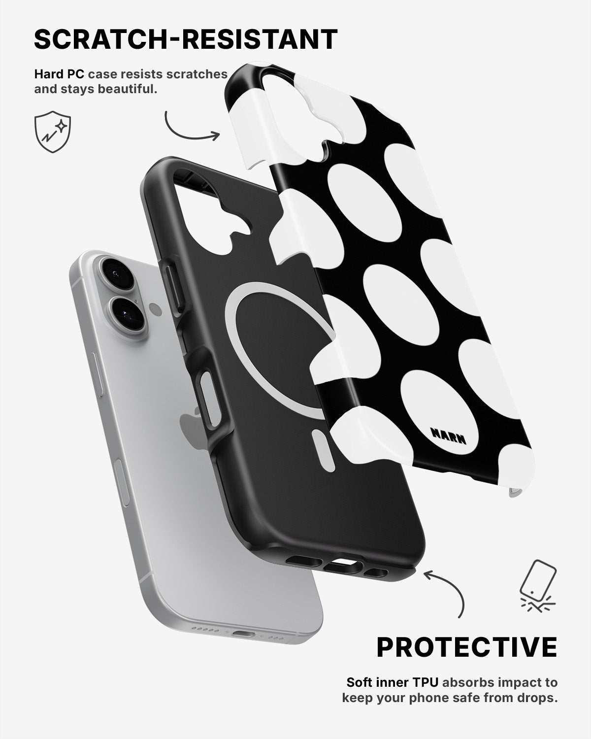 iPhone 16 Plus Tough Case – Bold Dots - View 2