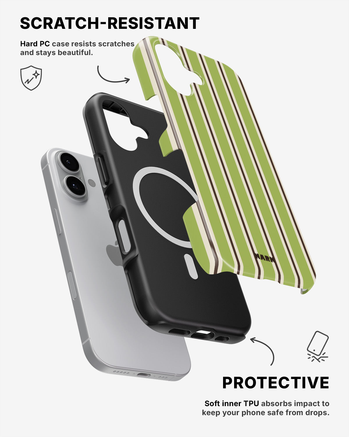 iPhone 16 Plus Tough Case – Matcha Lines - View 2