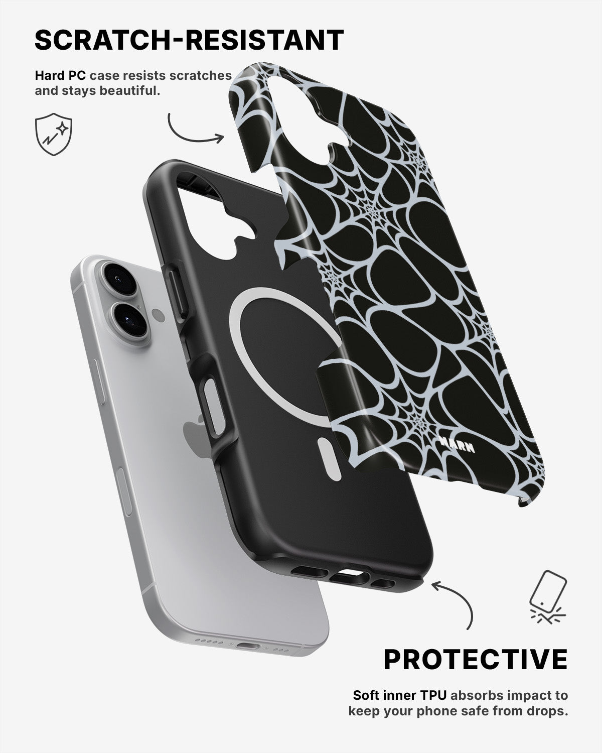 iPhone 16 Plus Tough Case – Spiderweb - View 2