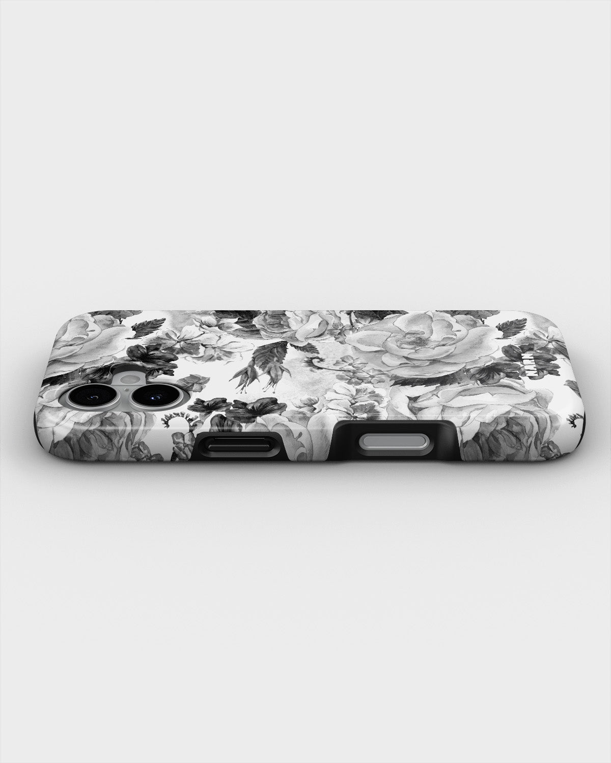 iPhone 16 Plus Tough Case – Black & White Bloom - View 3