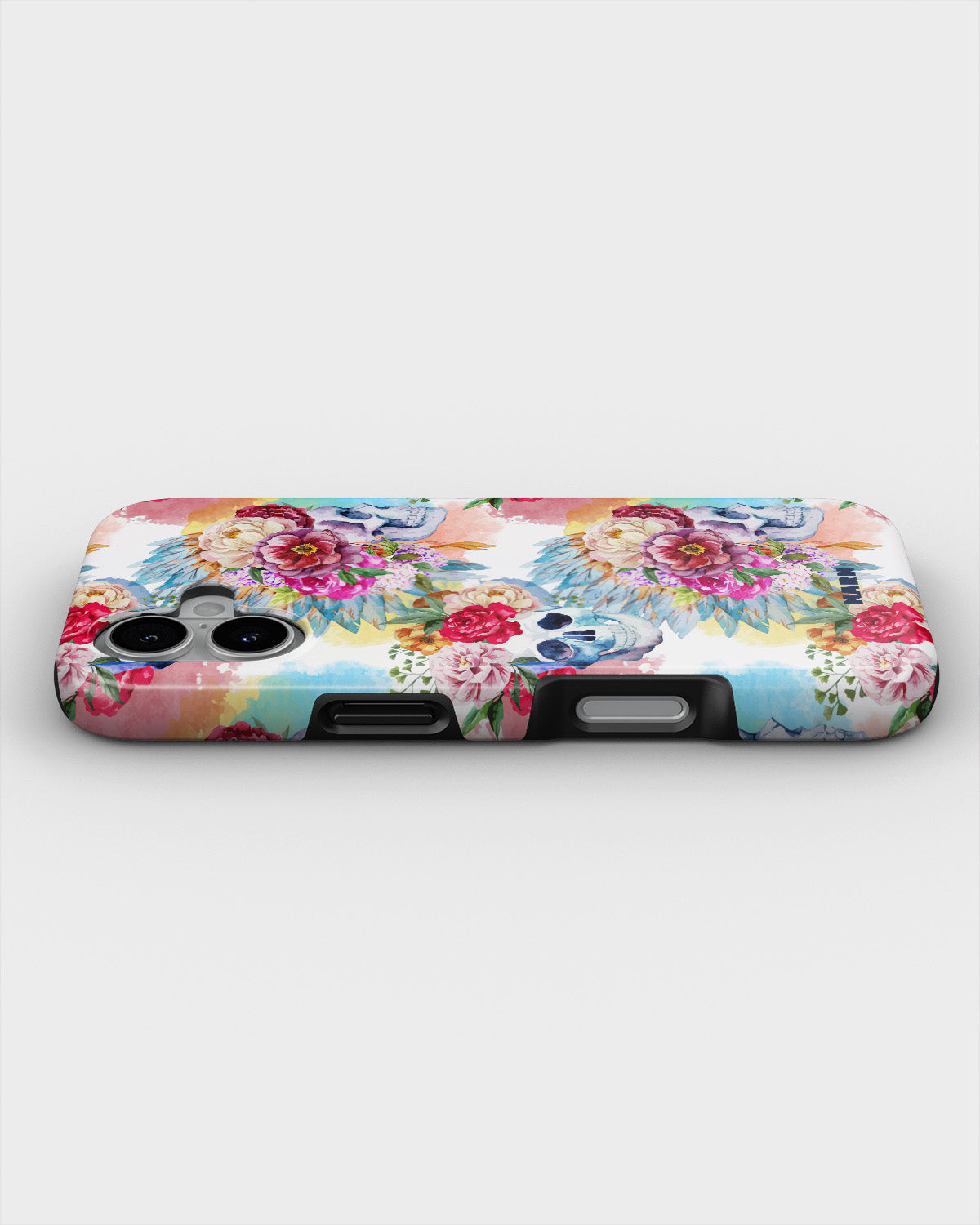 iPhone 16 Plus Tough Case – Flowered Skulls - View 3