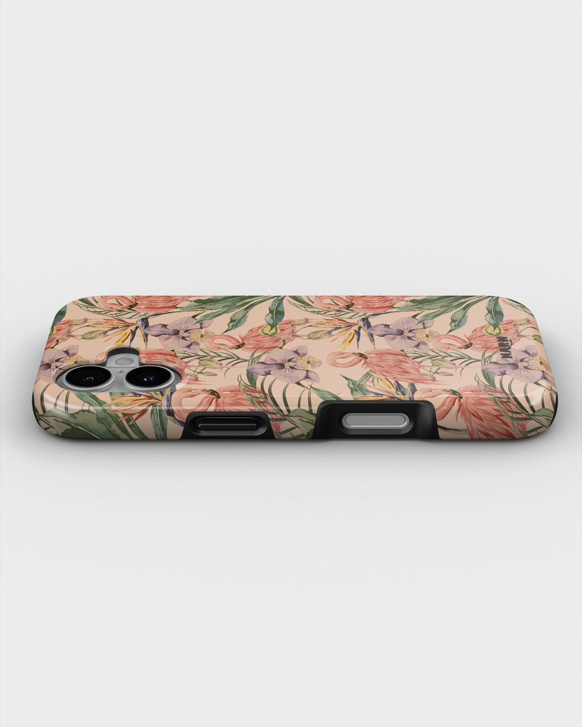iPhone 16 Plus Tough Case – Flamingos & Flowers - View 3