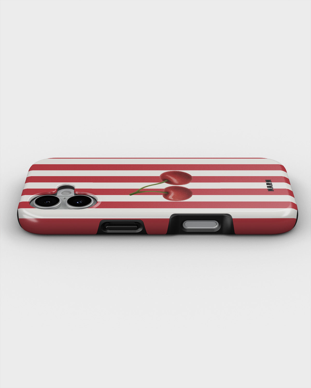 iPhone 16 Plus Tough Case – Cherry Stripes - View 3