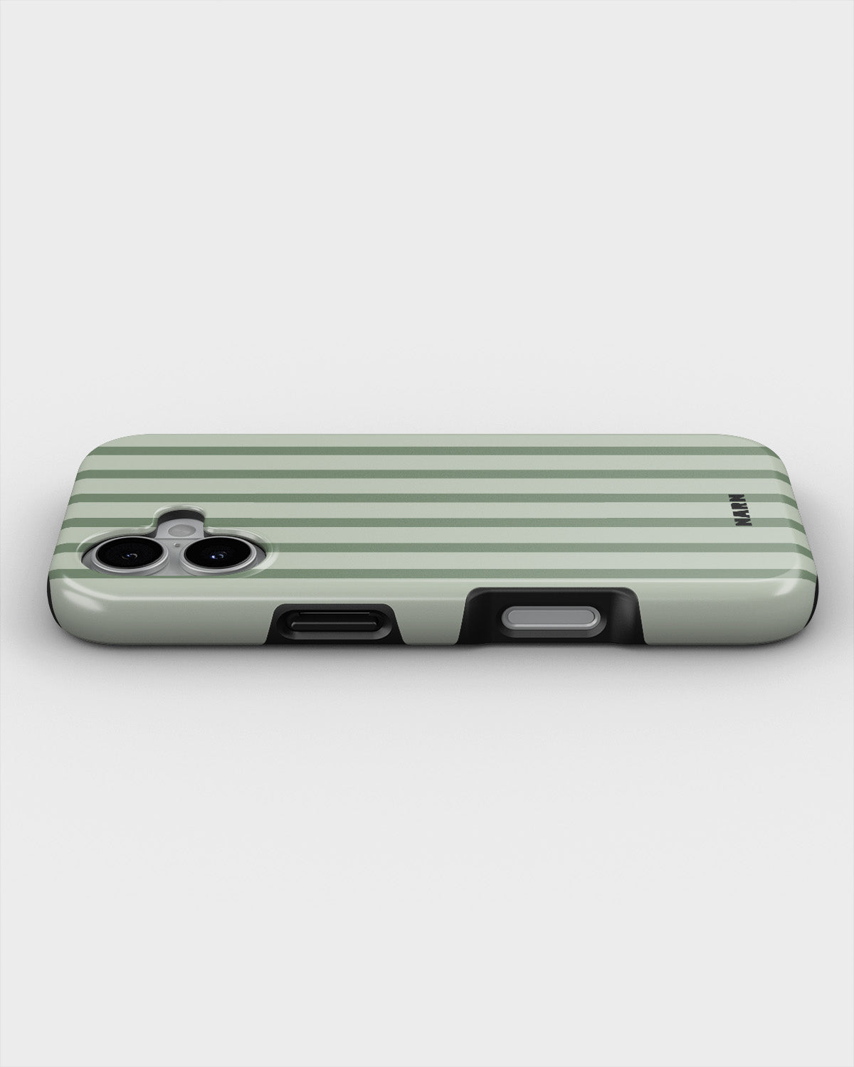 iPhone 16 Plus Tough Case – Sage Stripes - View 3