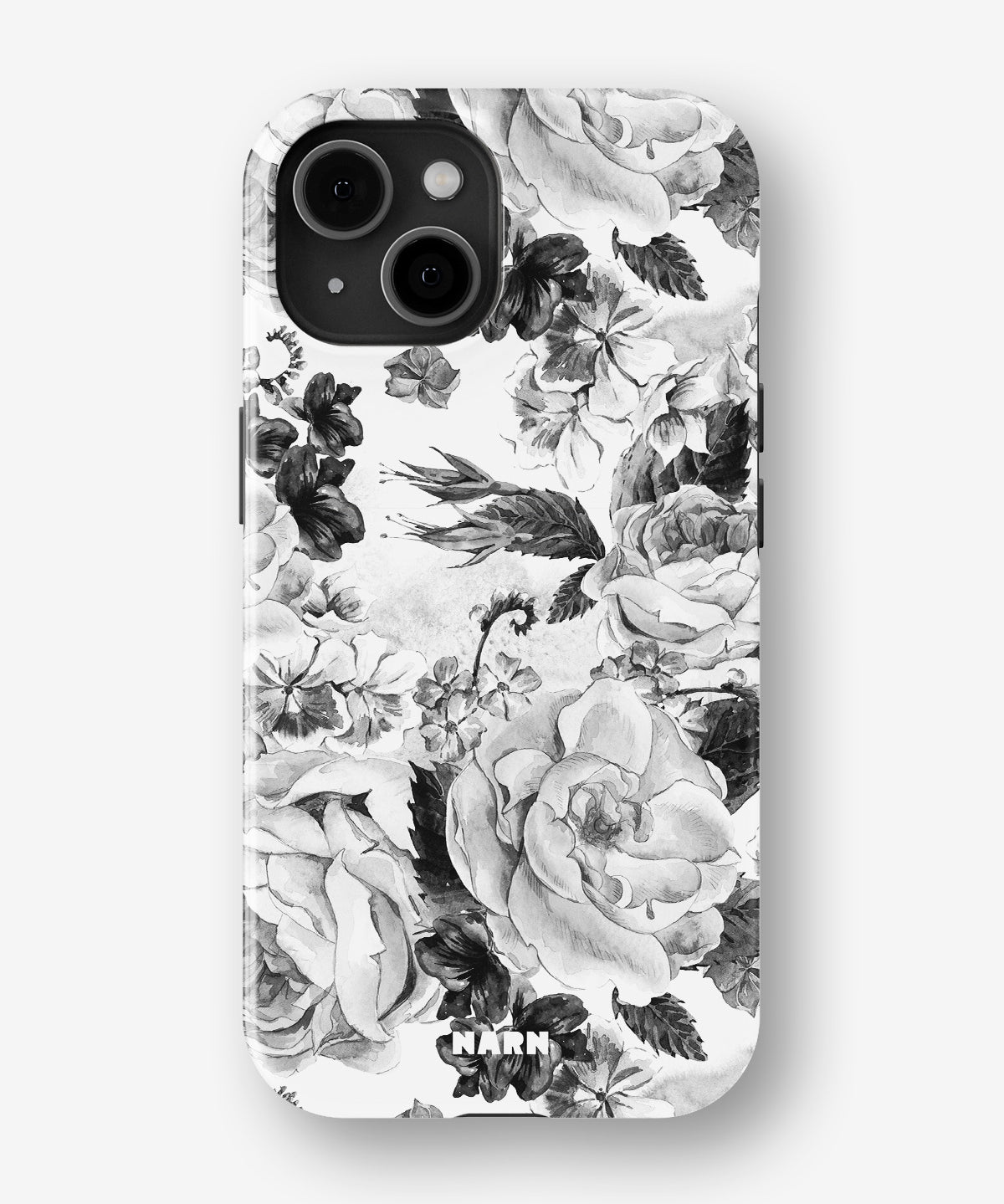 iPhone 15 Plus Tough Case – Black & White Bloom - View 1