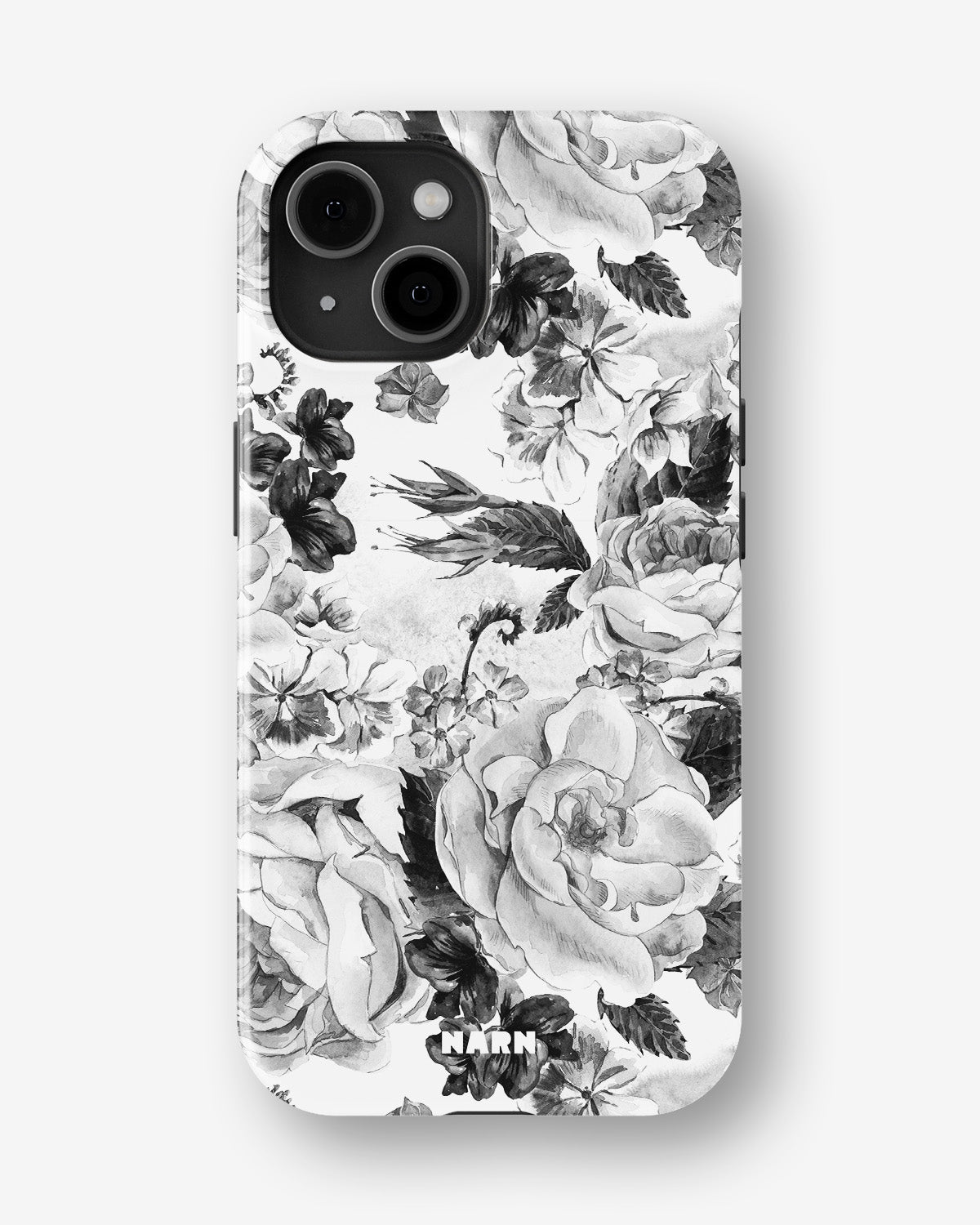 iPhone 15 Plus Tough Case – Black & White Bloom - View 1