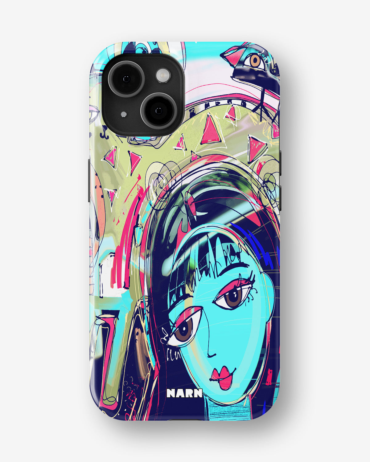 iPhone 15 Plus Tough Case – Abstract Cat - View 1