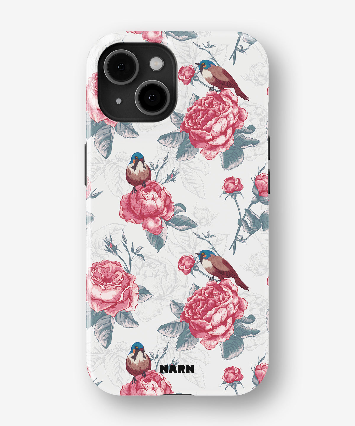 iPhone 15 Plus Tough Case – Birds Among Roses - View 1