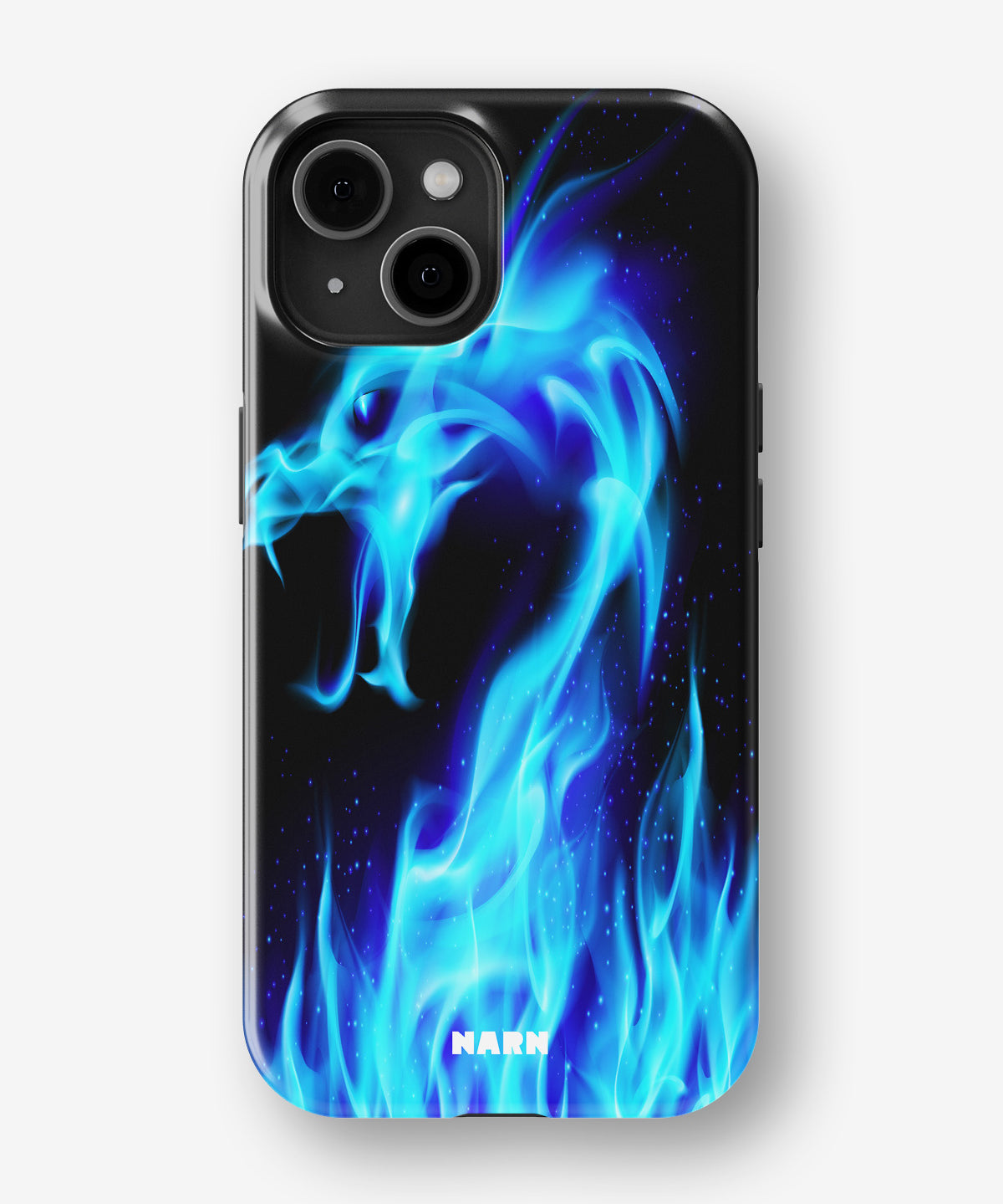 iPhone 15 Plus Tough Case – Blue Flames Dragon - View 1