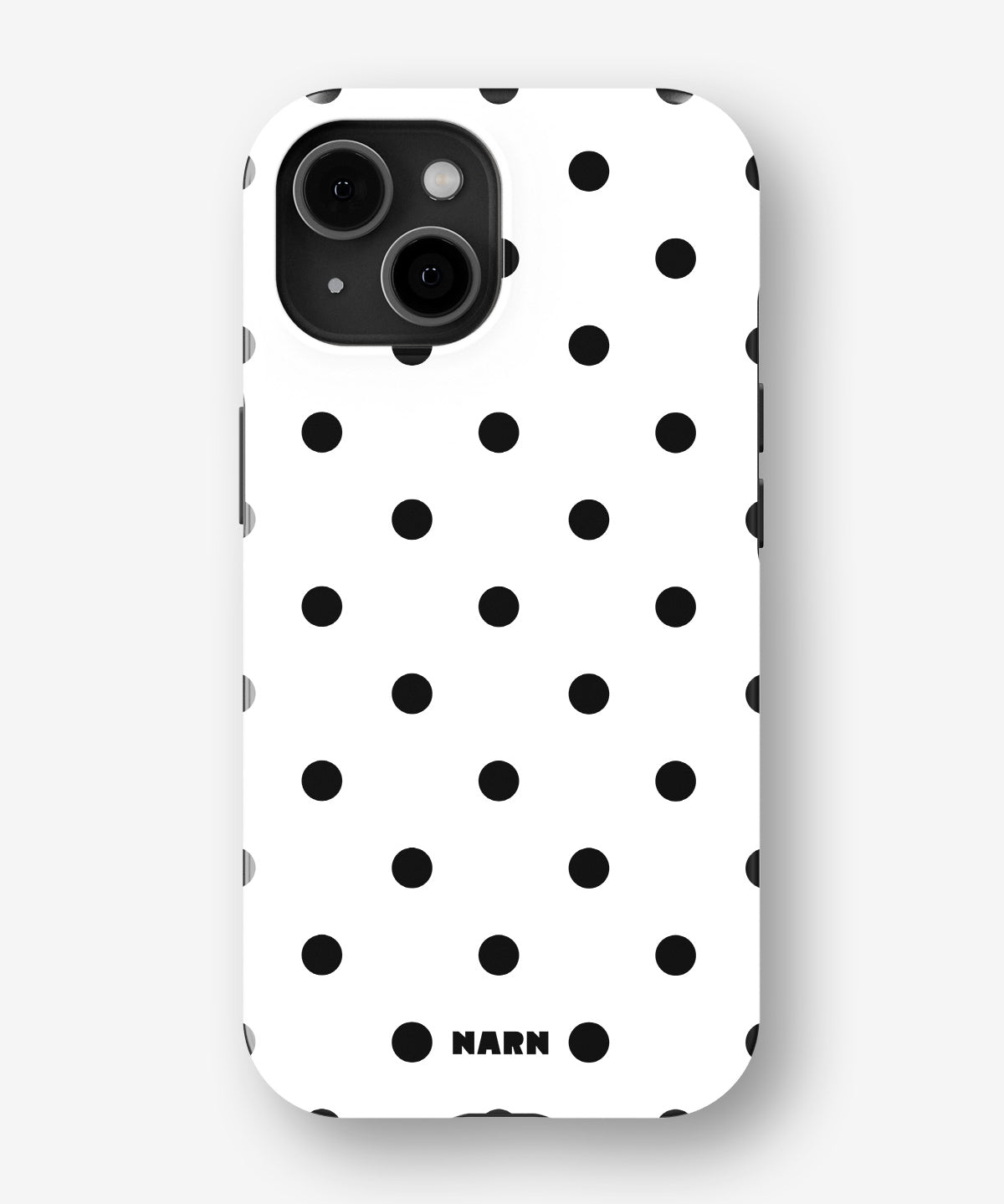 iPhone 15 Plus Tough Case – Mono Dots - View 1