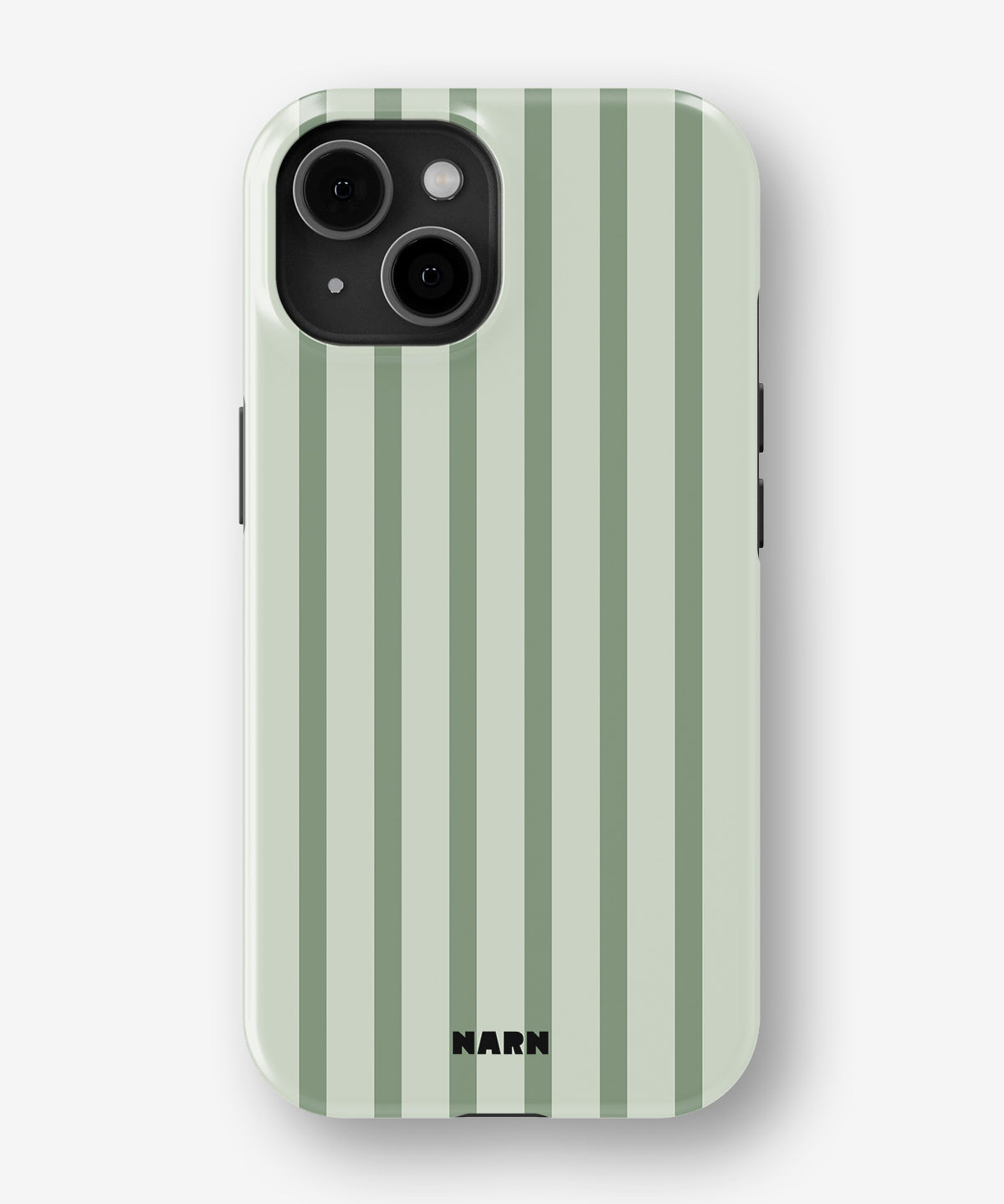 iPhone 15 Plus Tough Case – Sage Stripes - View 1