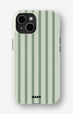 iPhone 15 Plus Tough Case – Sage Stripes - View 1