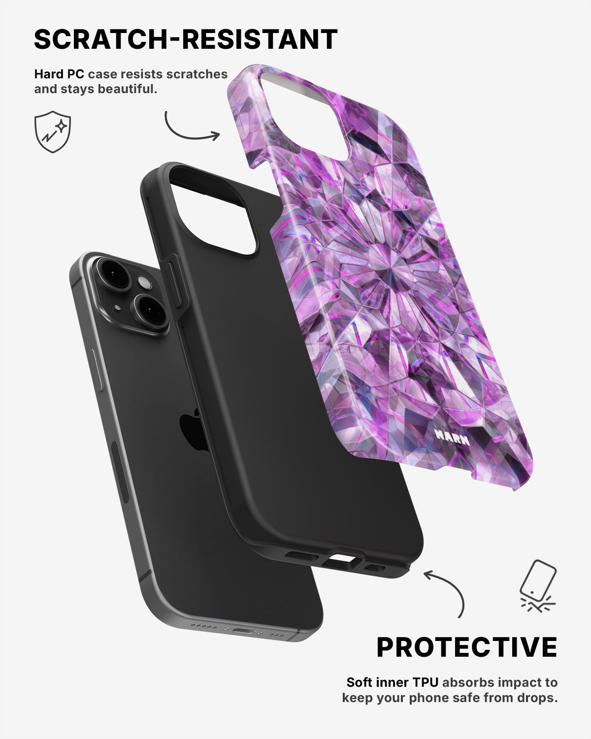 iPhone 15 Plus Tough Case – Lavender Crystals - View 2