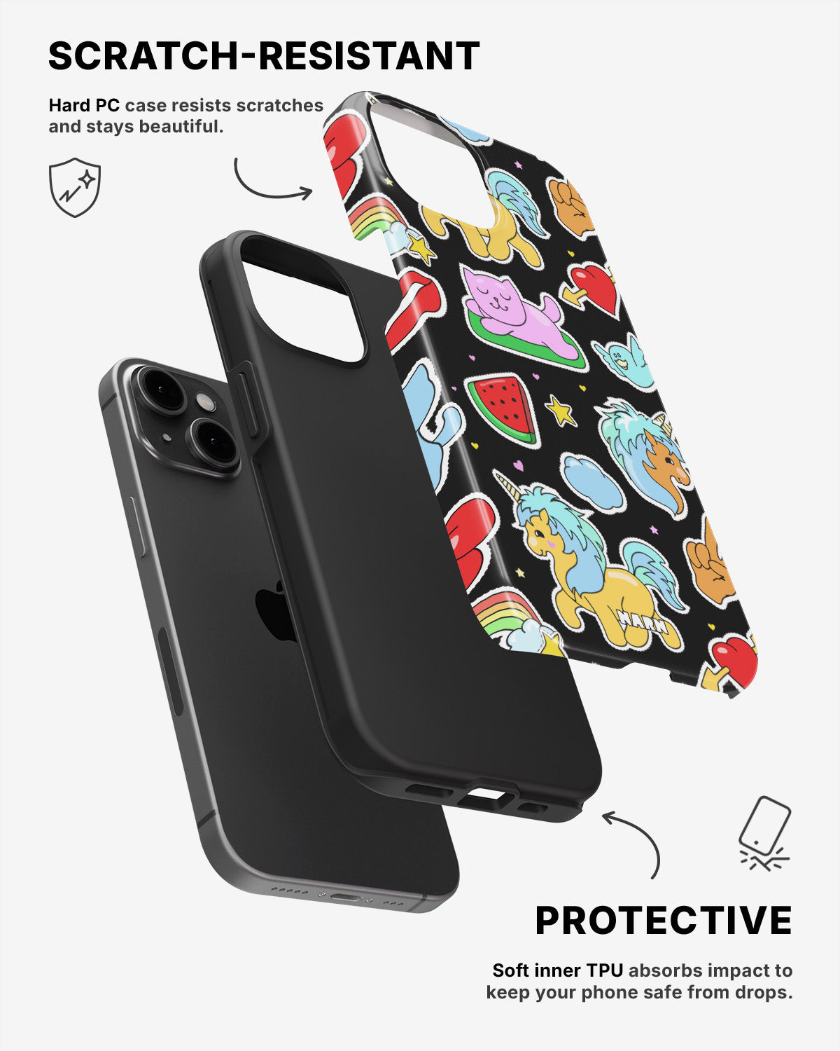 iPhone 15 Plus Tough Case – Cute Stickers - View 2