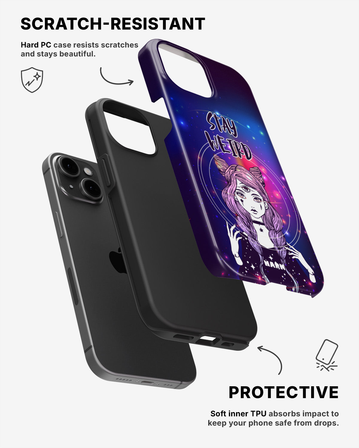 iPhone 15 Plus Tough Case – Galactic Weird - View 2