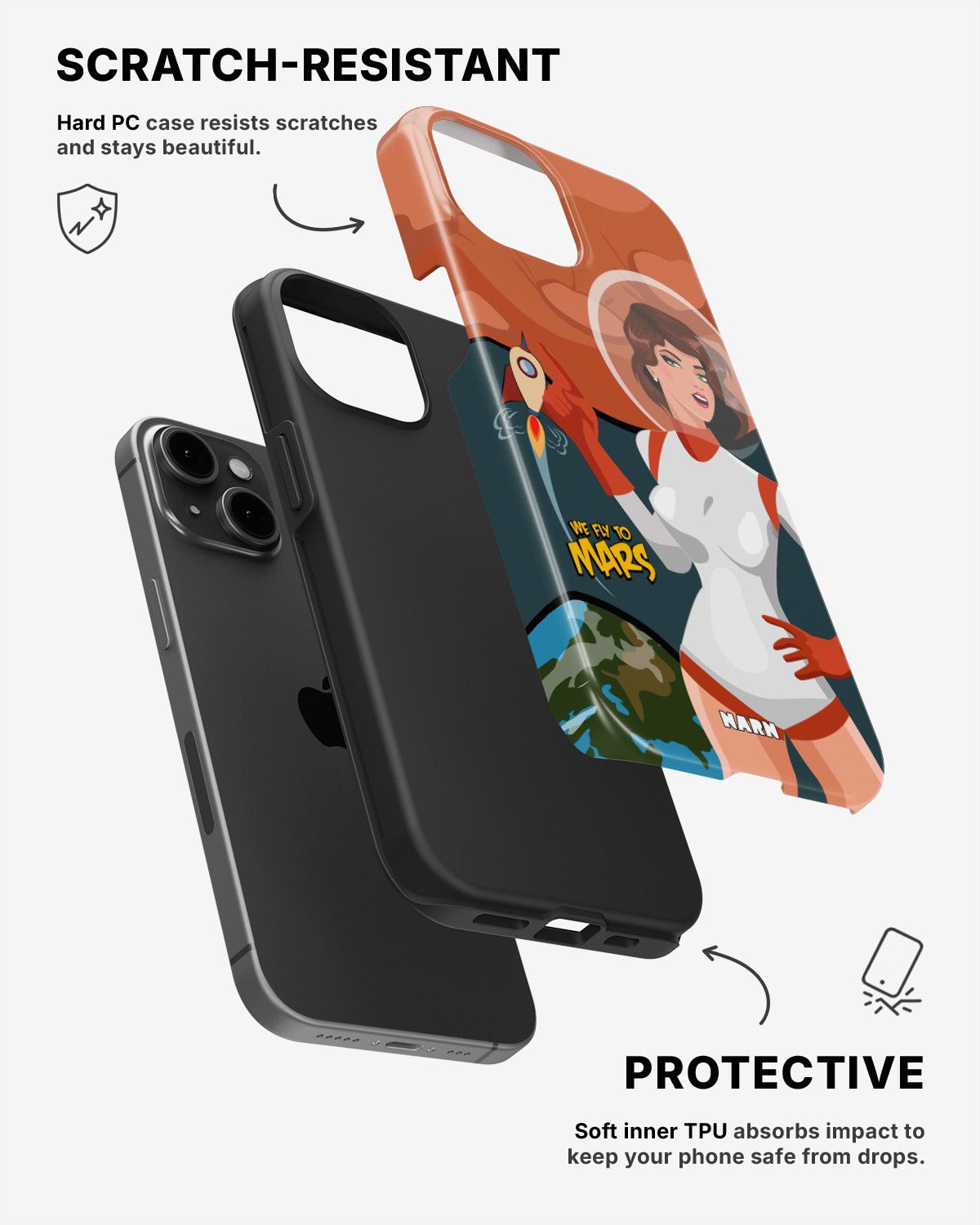 iPhone 15 Plus Tough Case – We Fly To Mars - View 2