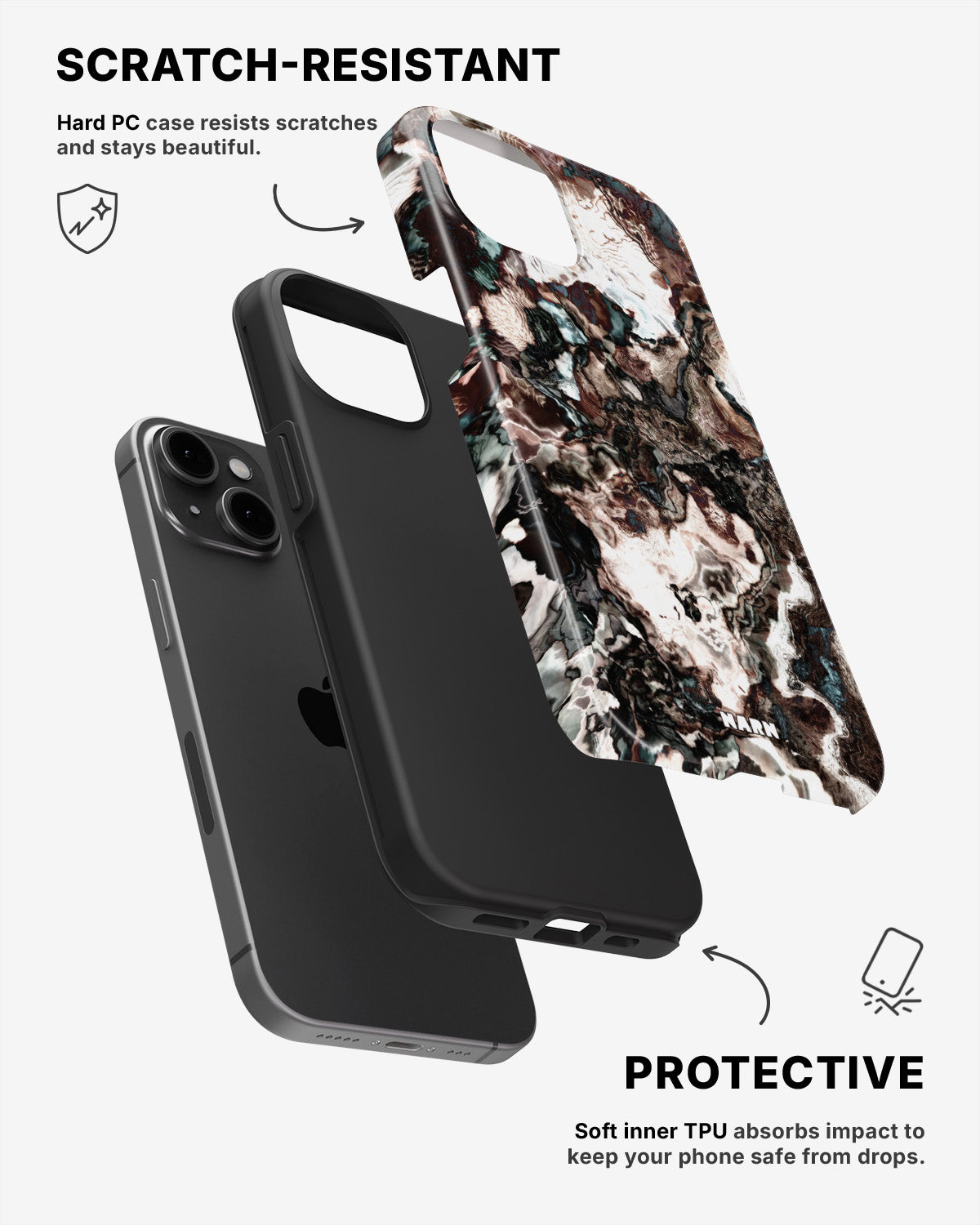 iPhone 15 Plus Tough Case – Marble Brown - View 2