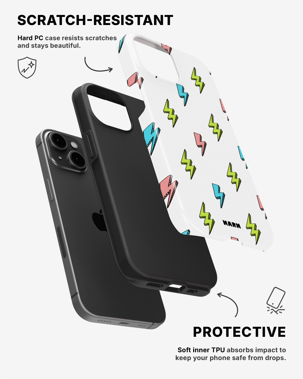 iPhone 15 Plus Tough Case – Lightning Bolts - View 2