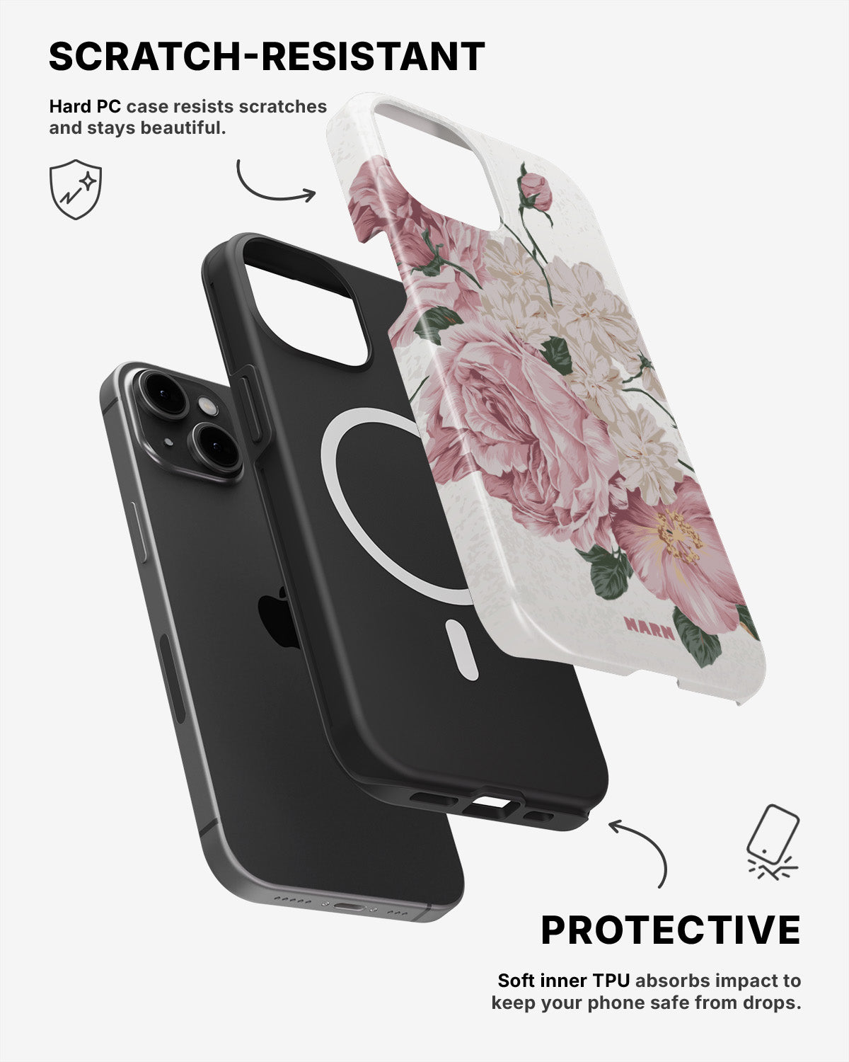 iPhone 15 Plus Tough Case – Roses - View 2