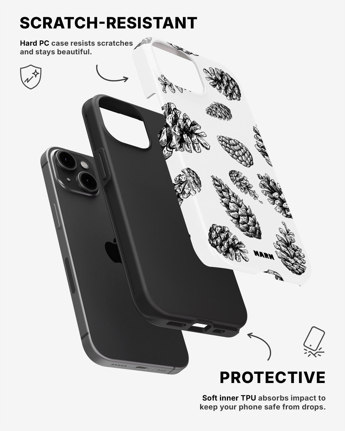 iPhone 15 Plus Tough Case – Pine Cones - View 2