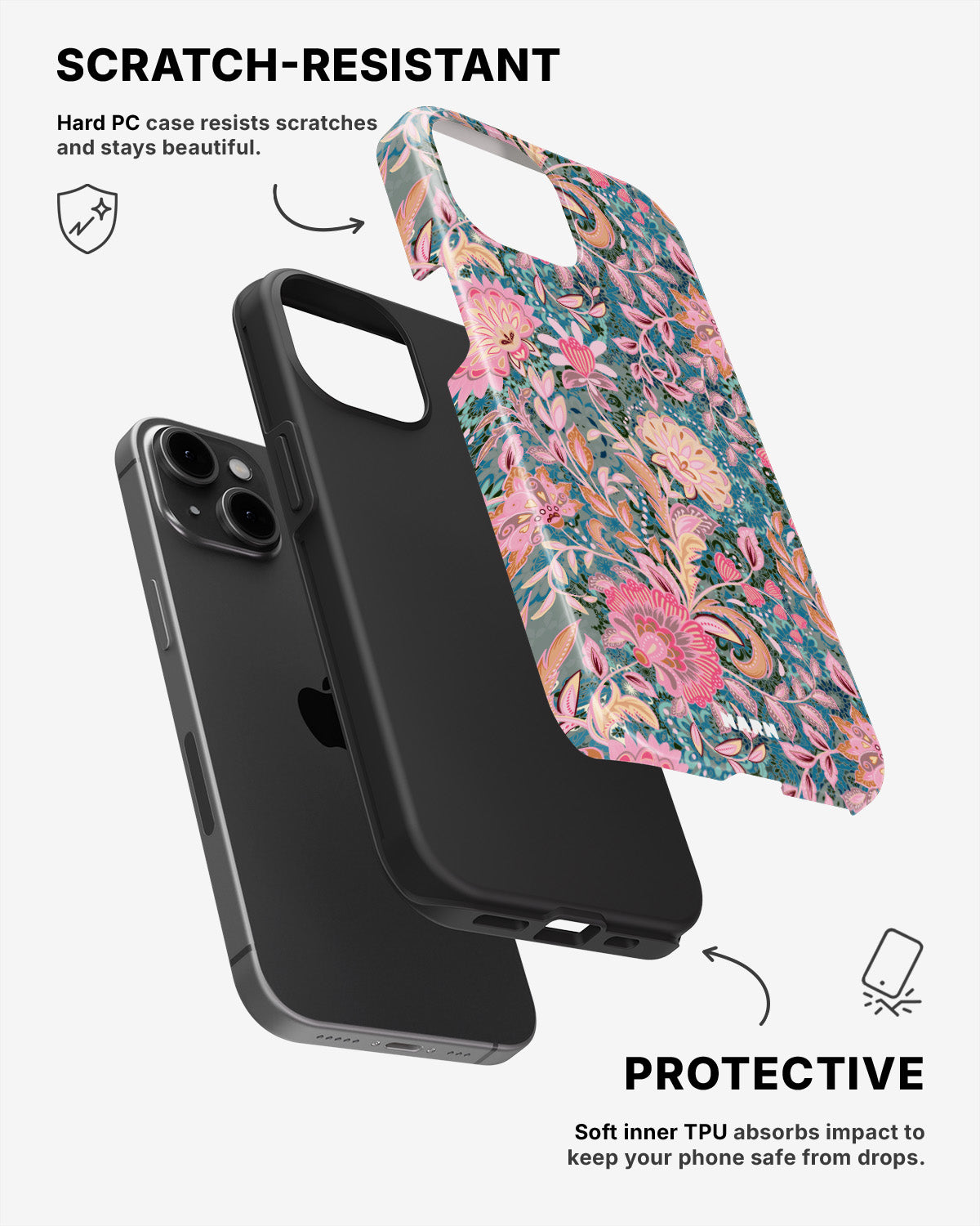 iPhone 15 Plus Tough Case – Fantasy Flowers - View 2