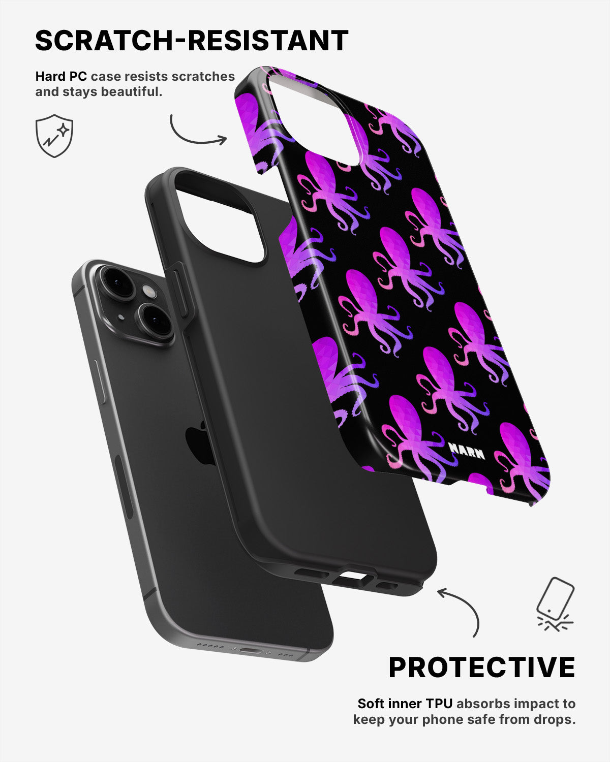 iPhone 15 Plus Tough Case – Octopus Pattern - View 2