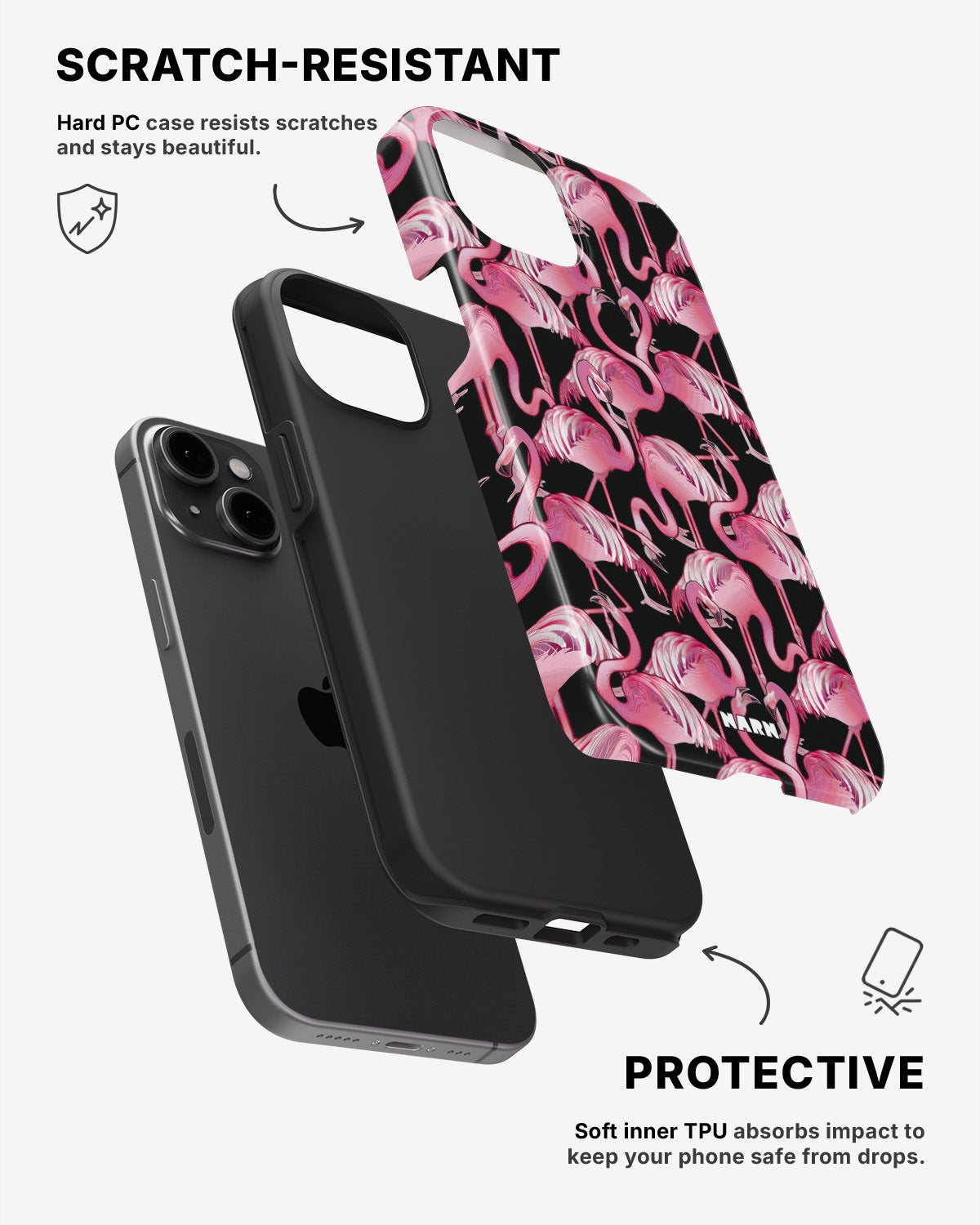iPhone 15 Plus Tough Case – Flamingos - View 2